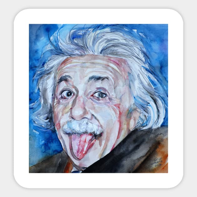 ALBERT EINSTEIN - watercolor portrait.1 Sticker by lautir